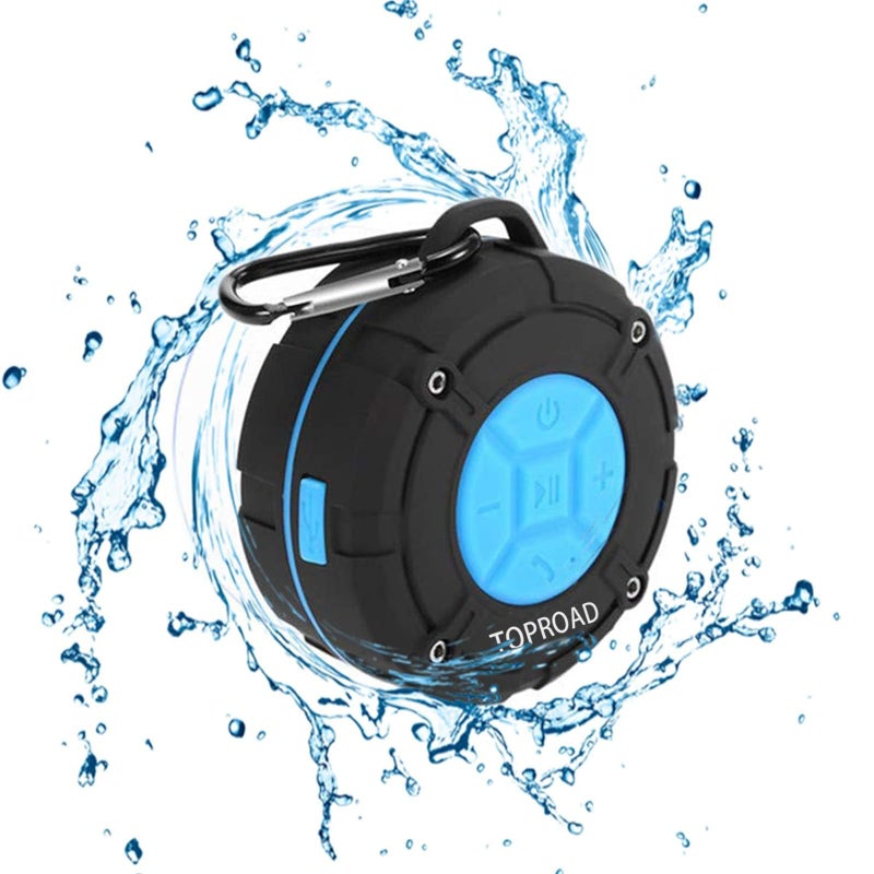 toproad Portable Shower Speaker, IPX7 Waterproof Wireless Outdoor Speaker with HD Sound, 2 Suction Cups, Built-in Mic, Hands-Free Speakerphone for Bathroom, Pool, Beach, Hiking, Bicycle - Image 1